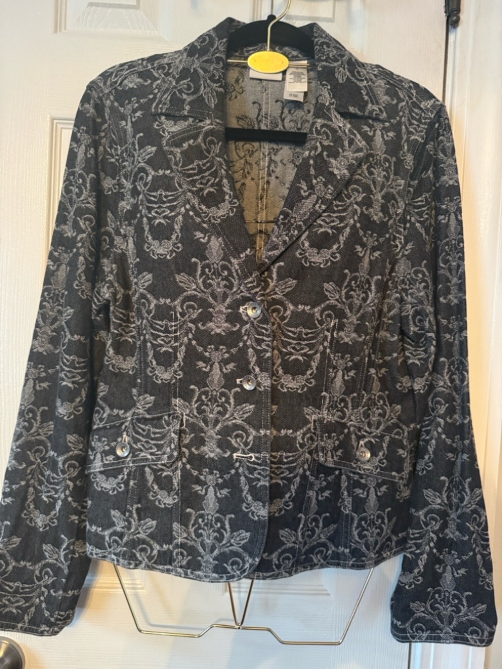 Axcess Black and Gray Patterned Blazer Jacket
